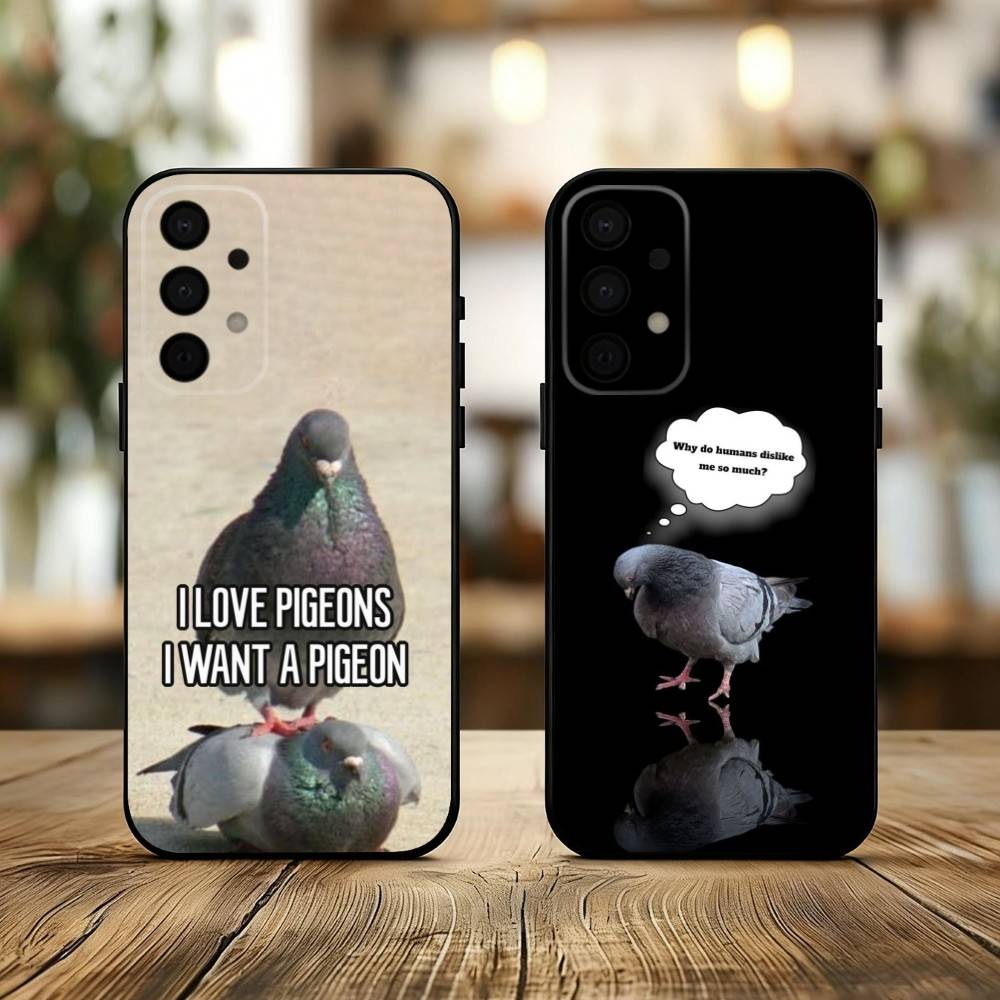 Funny P-Pigeon Mischief Phone Case For Samsung Galaxy A73,A72,A71,A70,A53,A52,A51,Others Soft Black Cover