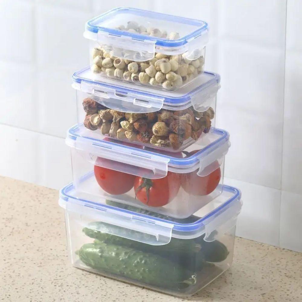1/4PCS Sealed Rectangular Refrigerator Storage Box Plastic Microwave-heated Lunch Boxes