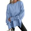 Women Sweatshirt Casual Crew Neck Oversized Long Sleeve Pullover Tops Ladies Solid Color Blouse Soft Side Slit Sweatshirts