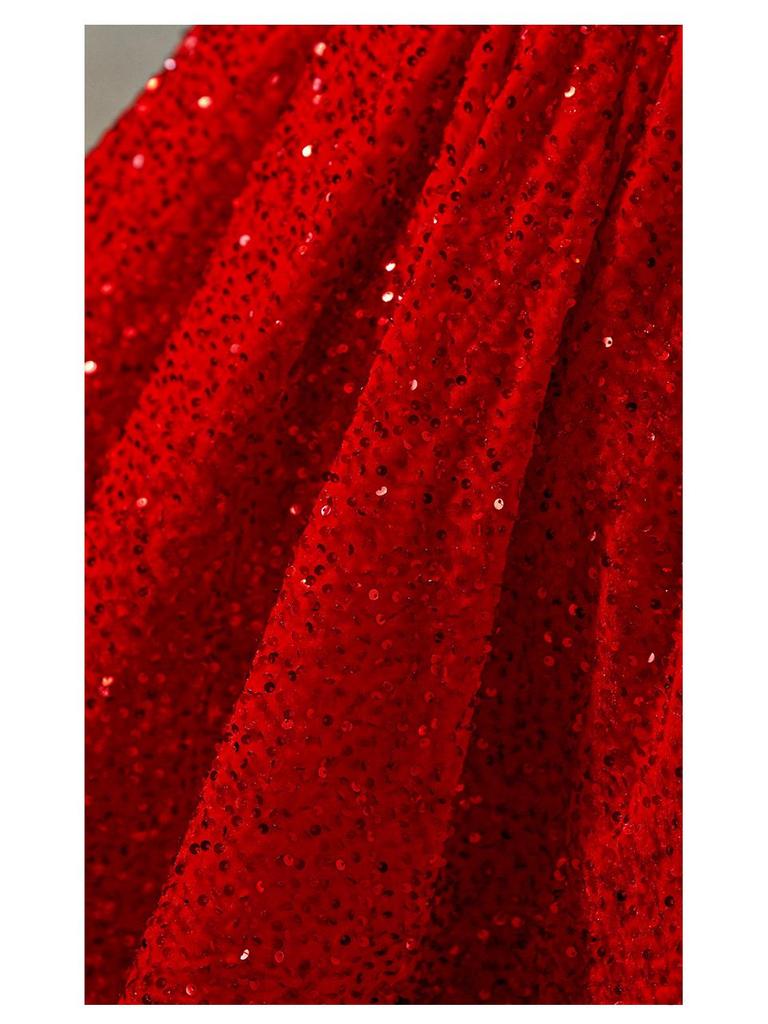 Red Sequin Puffy Skirt Formal Dress for Girls - Princess Birthday & Piano Performance Costume