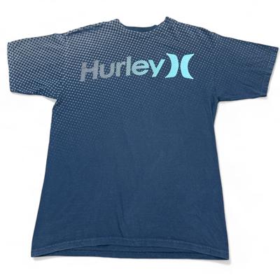 Мужская футболка Hurley Размер Medium Синяя в Точках Y2K Surf Skate С круглым вырезом