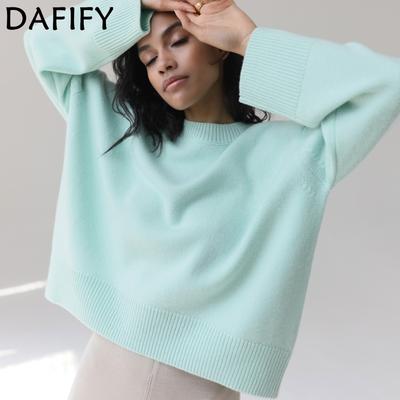 Женская мода повседневная осень-зима однотонный принт длинный рукав O-образный вырез свитера