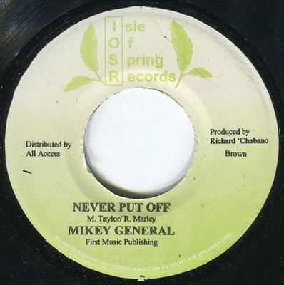 7-дюймовая пластинка MIKEY GENERAL / PATCHY - Никогда не откладывай / Милашка НИКАКОЙ Остров Весны 2003 Ямайка Регги, Ска и Даб Б/У