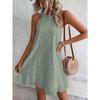 Summer Halter Loose Mini Dress Women Elegant Lace Sleeveless Casual Holiday Party Beach Vestidos A Line Dresses