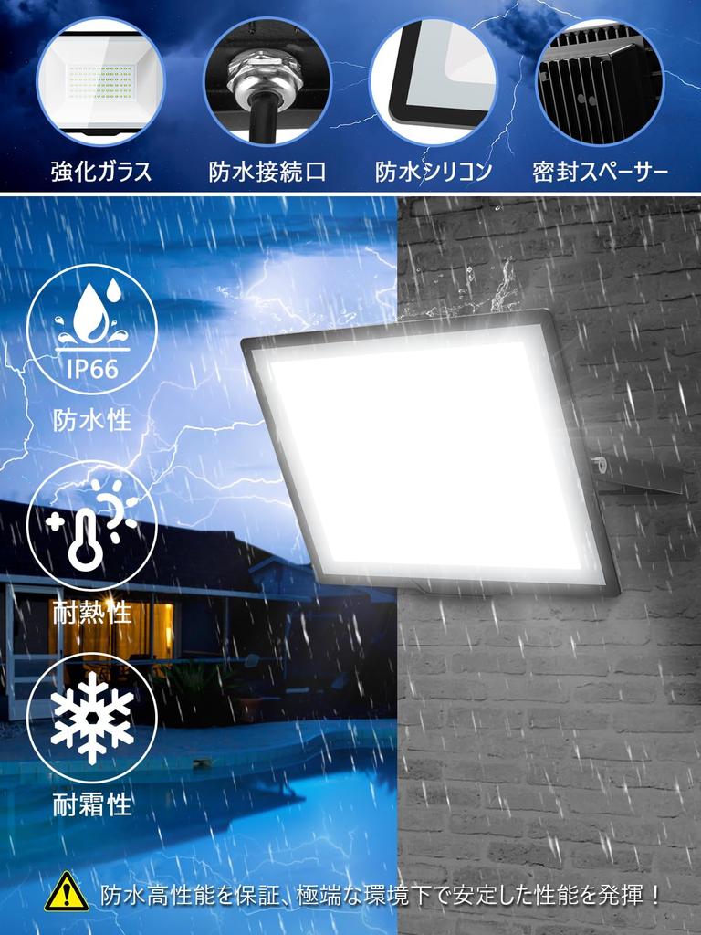 KIWEN LED Floodlight, Outdoor, Waterproof Work Light, 100V 100W, 15,000 Lumens, High Brightness (1500W Equivalent), Ultra-Lightweight, Ultra-Slim,