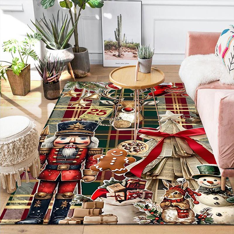 1Pc Christmas Candy Canes Rug Office Carpet Indoor Outdoor Doormat Nonslip Soft And Comfortable Living Room Christmas Halloween Gift D91820