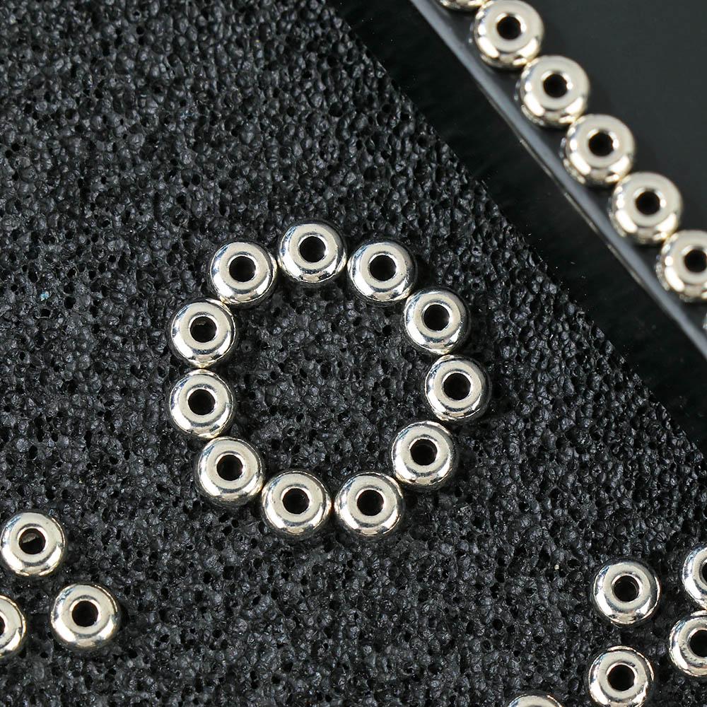 100pcs/set Round Silver Stainless Steel Bracelet Components Spacer Beads Jewelry Making DIY Tool