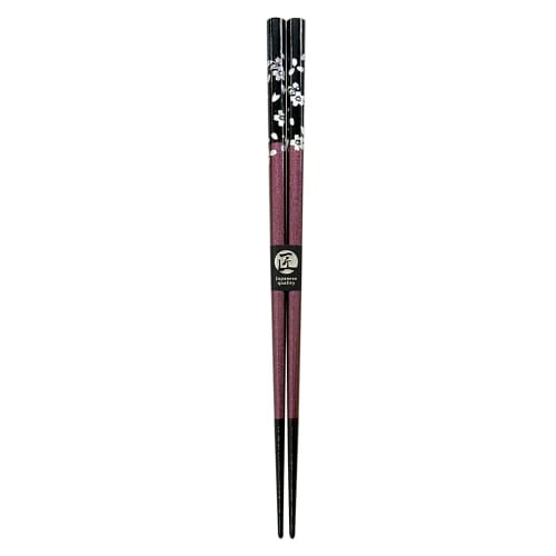 Washable Chopsticks in Silver Cherry Blossom (Purple) with a paulownia wood box and gift wrapping. Dishwasher safe. Perfect for celebrating 77th birth