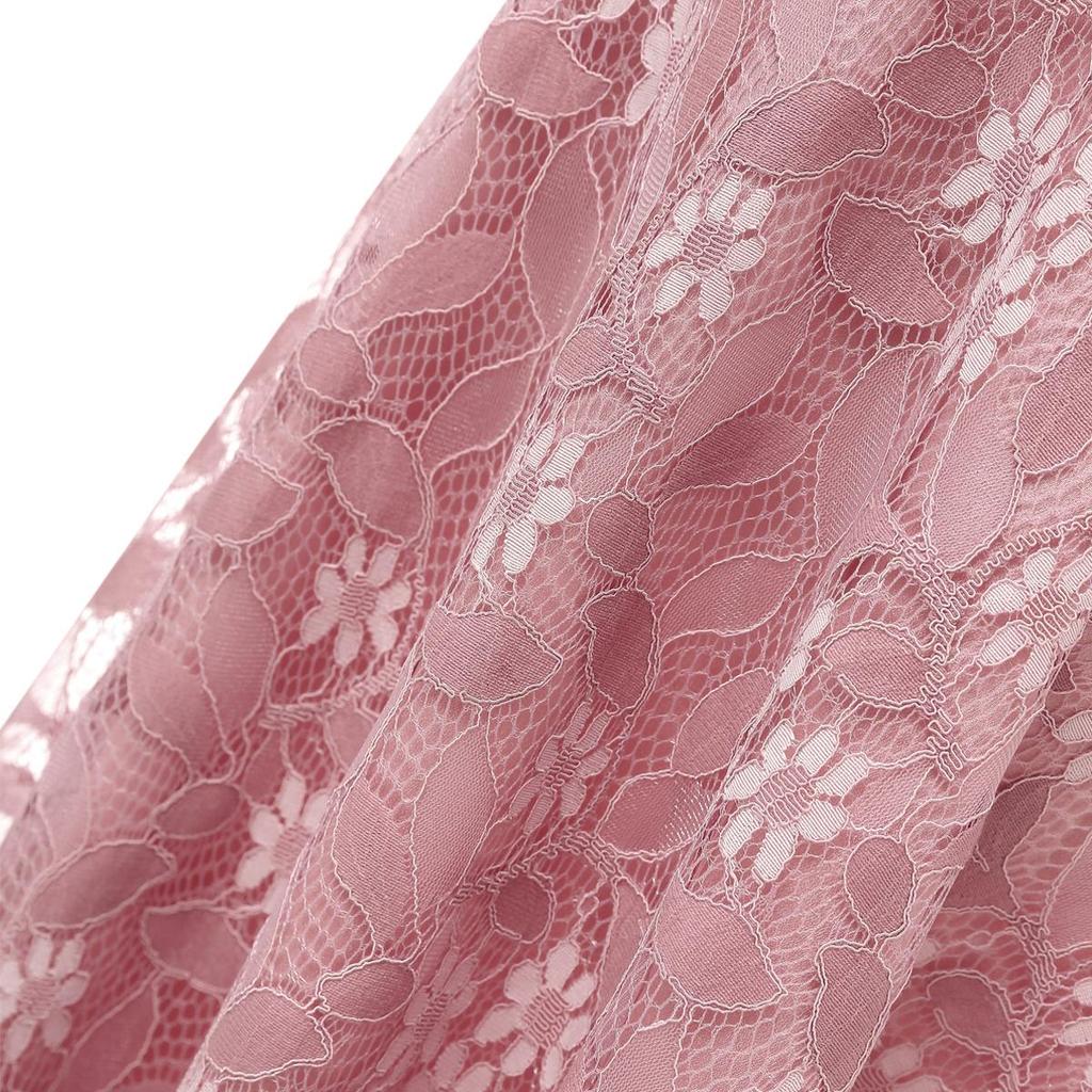 Deer Women's Floral Crochet Lace Ruffle Cold Shoulder Cami Strap Midi Bridesmaid Dress Wedding Evening Formal Party Cocktail Occasions Outfits