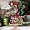 1PC Mini Wooden Christmas Tree Shape Pendants DIY Festival Party Tabletop Ornaments New Year Home Decoration Gift Prop