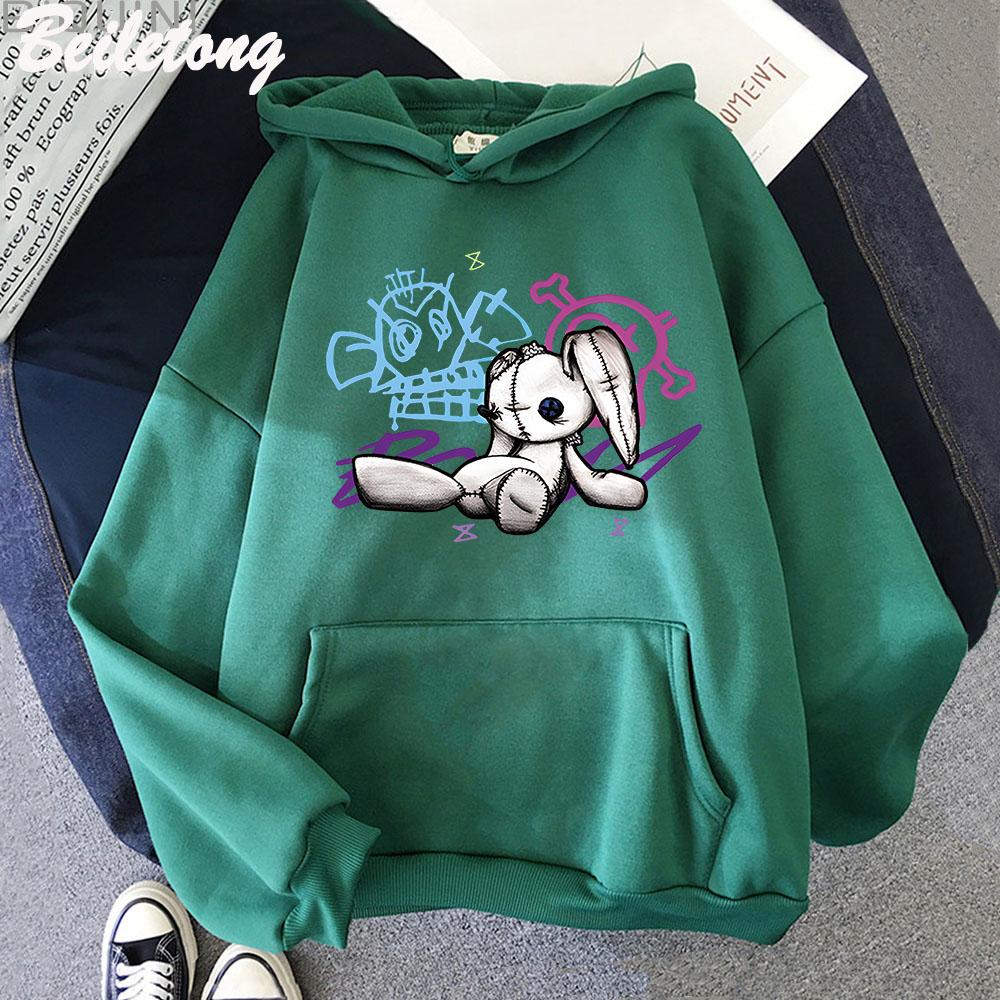 Arcane Jinx Hoodie Monkey Doll Rabbit Graffiti Grunge Style Kpop Clothing Black Anime Sweatshirt Streetwear Unisex Women Clothing