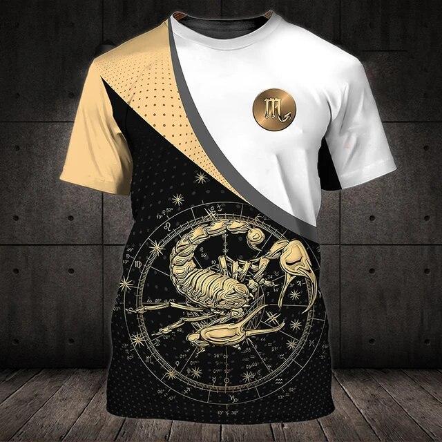 Мужская футболка с изображением животных, летняя футболка с короткими рукавами и скорпионом, забавные футболки с 3D принтом, модная повседневная мужская спортивная рубашка, мужская одежда большого размера