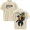 Аниме JoJo's Bizarre Adventure STEEL BALL RUN Джонни Джостар Винтажные стираные футболки Мужские Женские Оверсайз с короткими рукавами Футболки