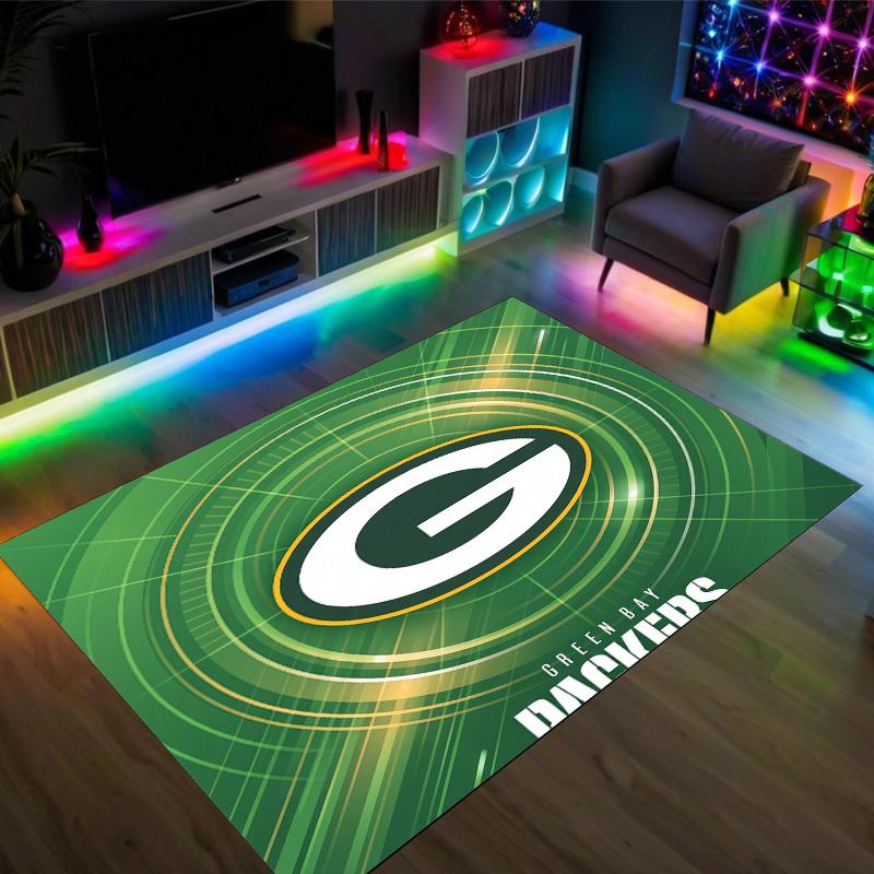 Green Bay Packers Design Crystal Velvet Carpet Cozy Non?Slip Printed Rug For Bedroom Living Room Entrance