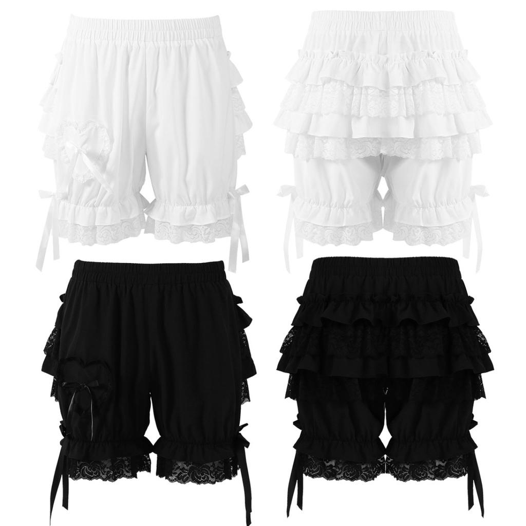 Women Ruffle Lace Trim Bloomers Shorts Pettipants Boyshorts Underwear Short Pant