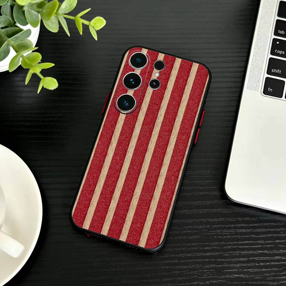 Бордовый с белой полоской Чехол для телефона Для Samsung S26,S25,S24,S23,S22,S30,S21,Ultra,Plus,FE 5G Черный Мягкий чехол