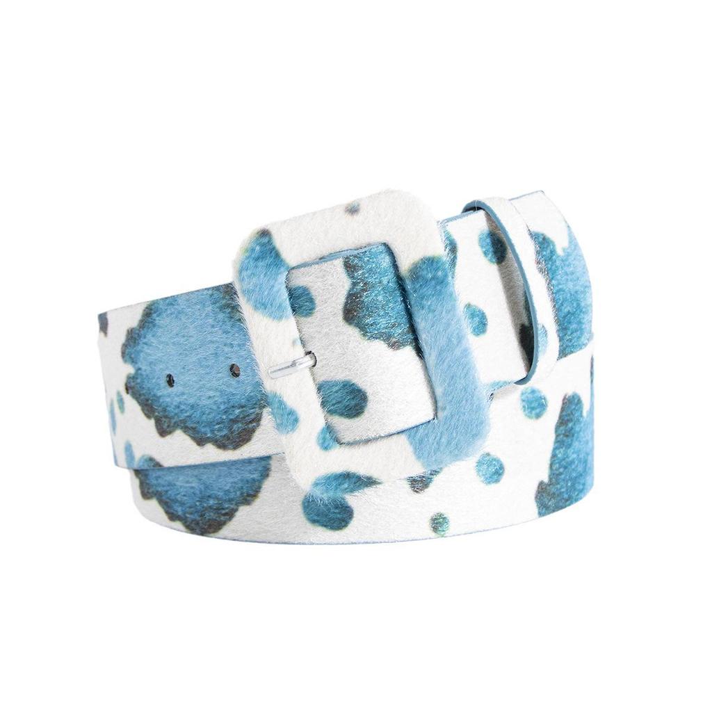 Женский пояс из искусственного меха с принтом коровы Y2K с широкой коричневой пряжкой