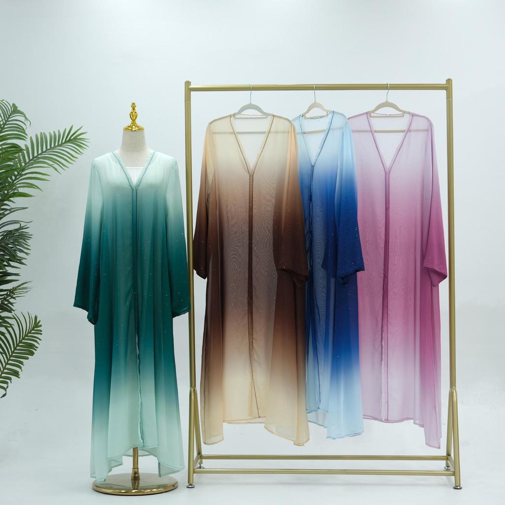 2024 Лория Градиентный цвет Повязка на голову и Повседневный Кардиган-халат для вечеринки LR841