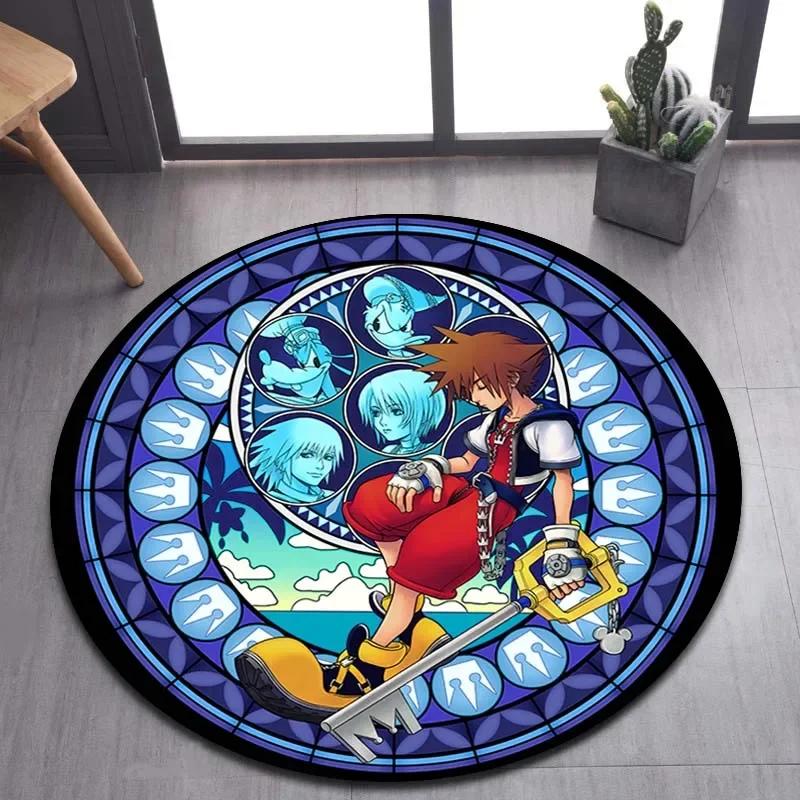 Kingdom Hearts Узор из мультфильма Ковер для пола Круглый коврик Ковер для гостиной Коврик для ванной и кухни Придверный коврик Нескользящий коврик для пола
