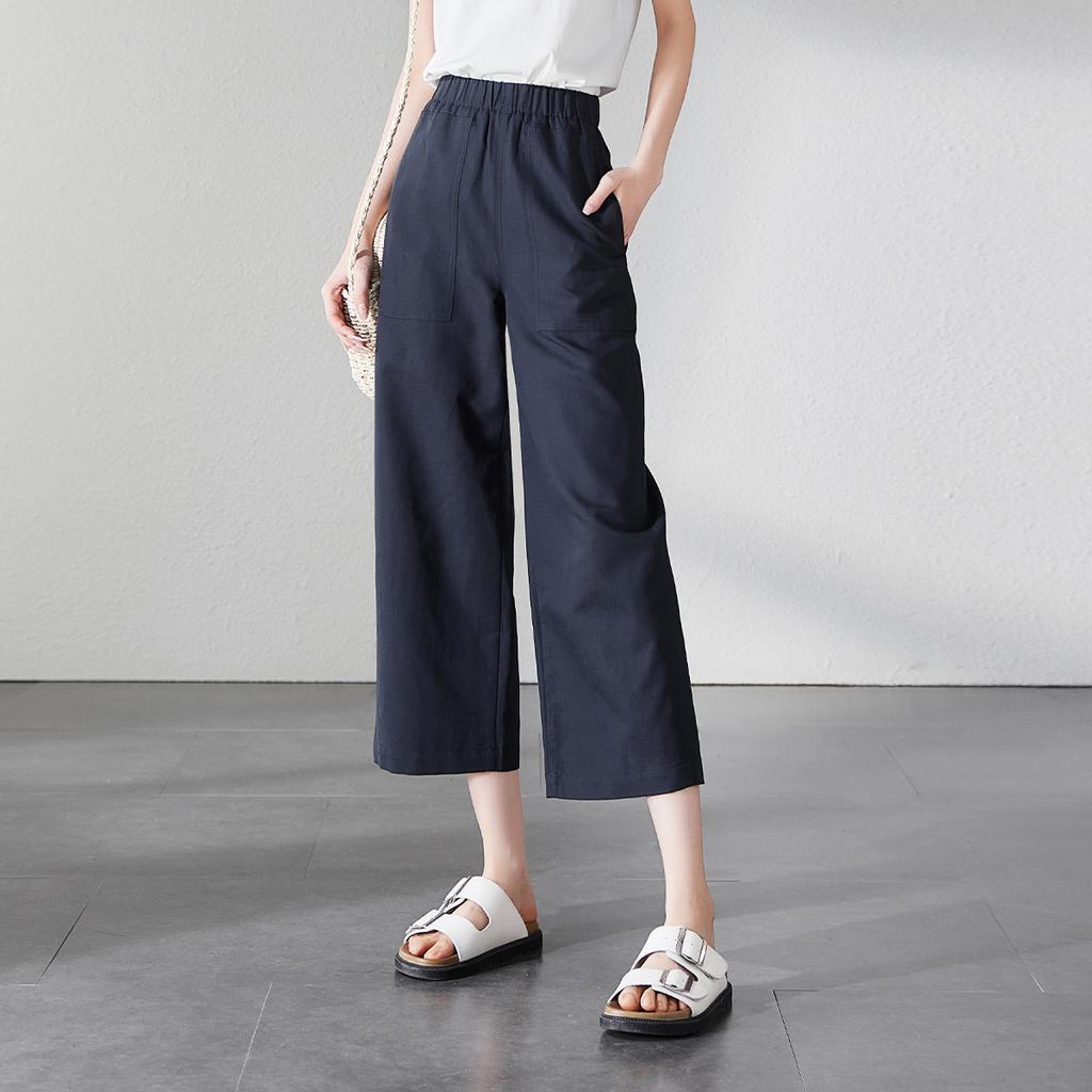 Cotton and linen breathable casual pants for women in summer 2025, thin, loose, slimming and wide leg pants