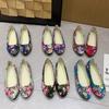 Beijing's Traditional Cloth Shoes Rose Print Women's Spring Summer Flat Shoes Canvas Shoes