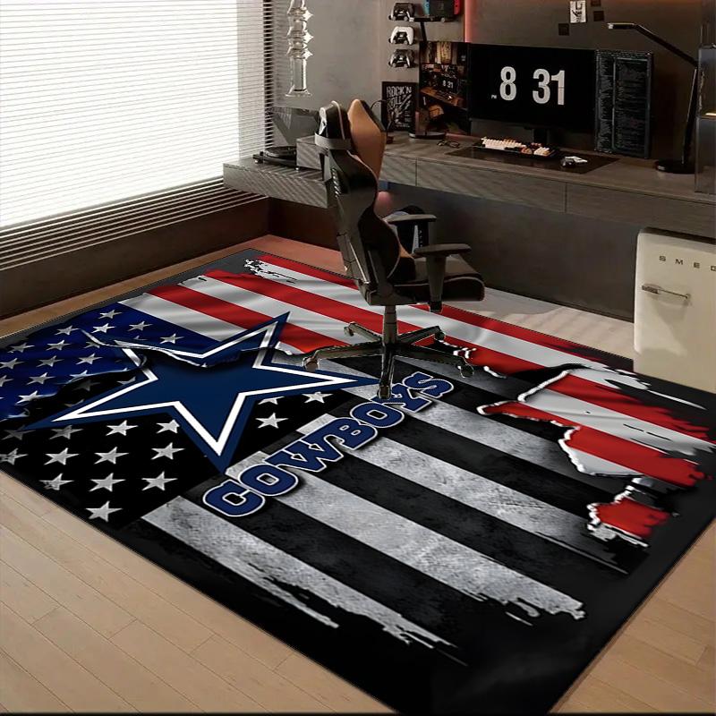 American Flag Cowboys Rug Game Carpet, Floor Mat for Bedroom Living Room Entryway Rug, Home Decor Idea Gift for Christmas birthday
