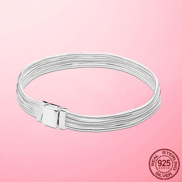 Bracelet 925 Silver & Rose Gold Cubic Zircon Clasp Reflection Bracelet for Women Bracelet Silver Jewelry