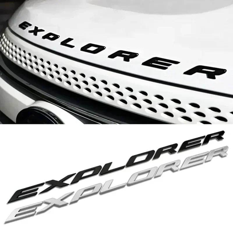 Chrome Black 3D ABS EXPLORER Letters Car Front Hood Bonnet Emblem Badge CFGJX5 Sticker Car Styling Accessories