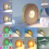 10cm Wood Light Base Rechargeable Wooden LED Light Rotating Display Stand Lamp Holder Lamp Base Art with Power Adapter