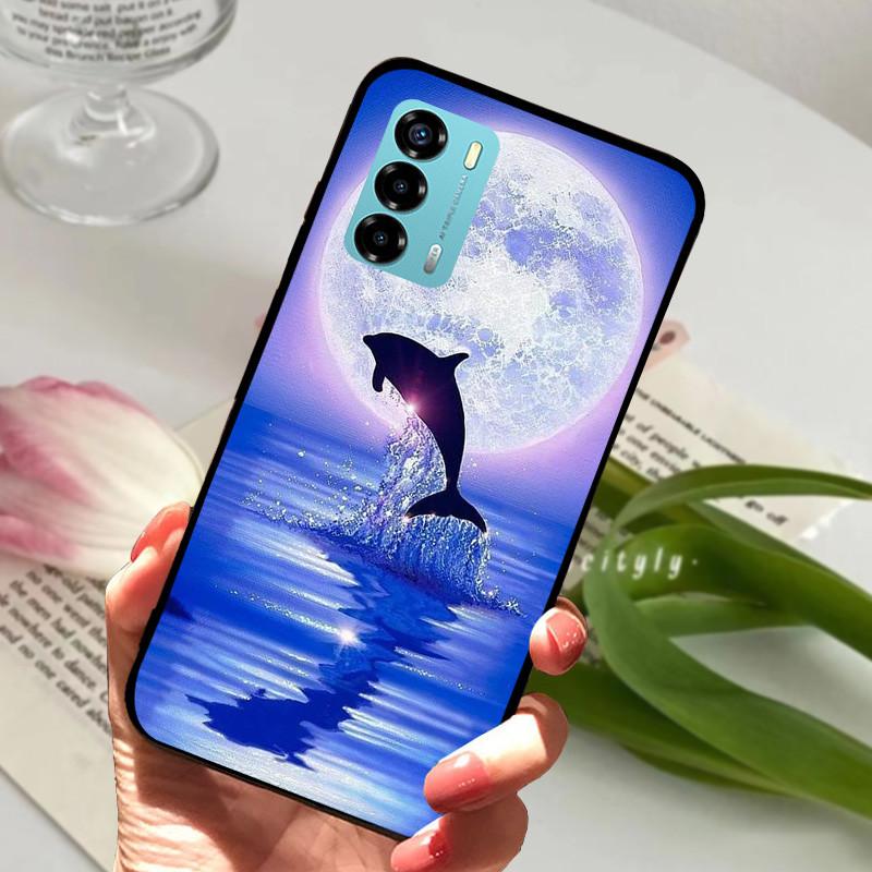 Чехол для ZTE Blade V40 Vita 8045 6.75" Животный Мультяшный Мягкий Силикон Funda для ZTE Blade V40 Vita Чехол для Телефона V40Vita Черный Coque