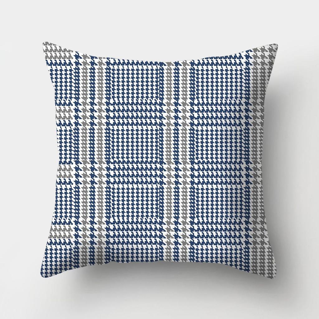 Blue Pattern Decorative Cushion Cover Stripe Geometric Pillow Case For Car Sofa Decor Pillowcase Home Throw Pillow Cover 45X45CM
