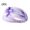 Colorful Gym Hairband Athletic Headband, Tie-Dye Gradient Sports Anti-Slip Elastic Breathable Sweat-Wicking Trendy Headband Fabric Hair Band