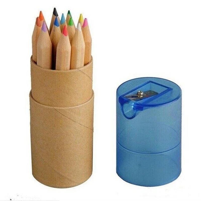 12 Pcs/ Box Wooden Writing Colored Pencils Colors Sharpener Child Gift Color Pencil Set School Students Art Supplies