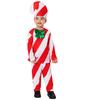 Candy Cane Christmas Costume for Adults Kids Red White Striped Top Pants Hat 3 Piece Set Christmas Cosplay Outfit for Men And Women
