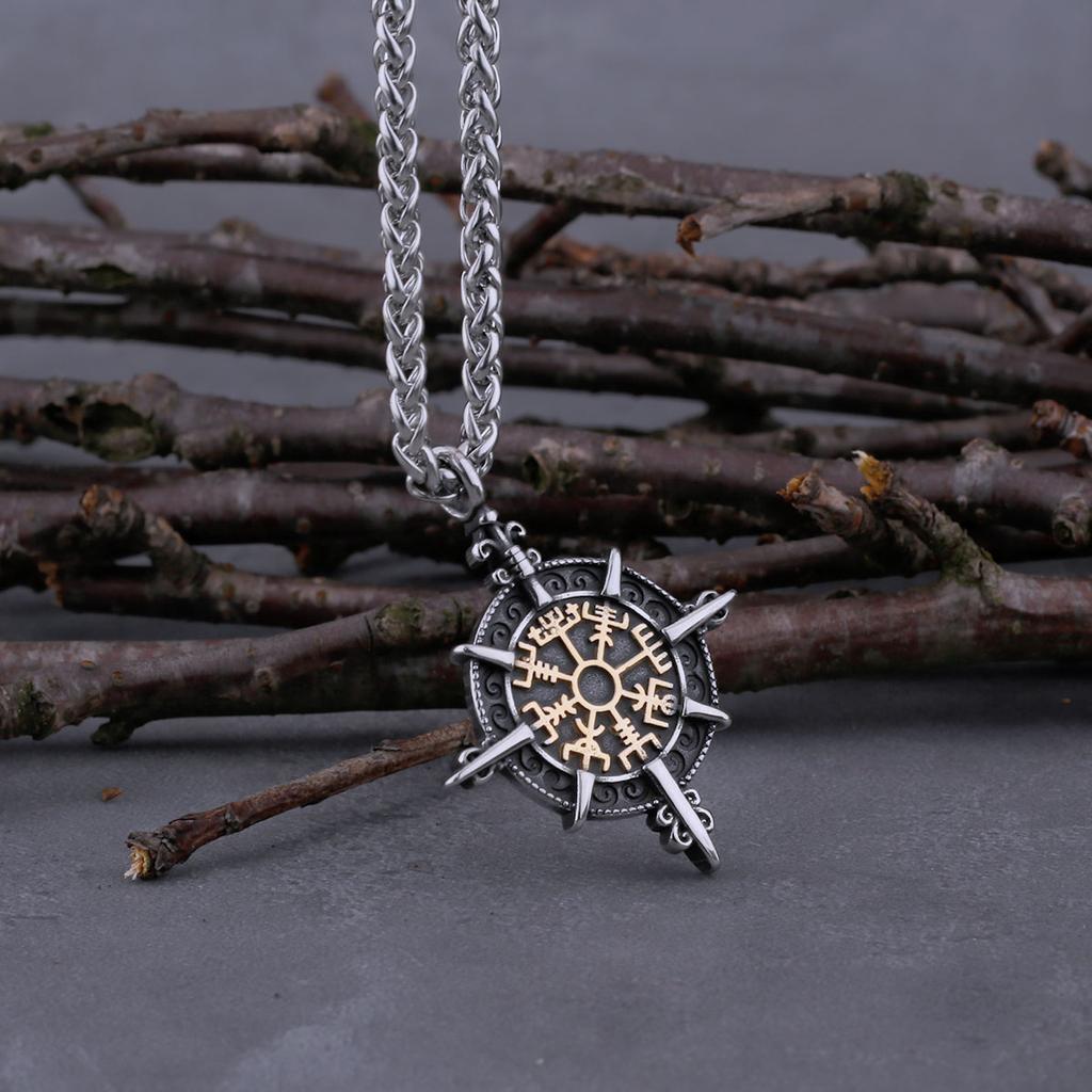 Скандинавское ожерелье с компасом викингов Vegvisir, мужское дорожное знак, амулет, кулон, скандинавский байкер, нержавеющая сталь, мужские ювелирные изделия, подарок