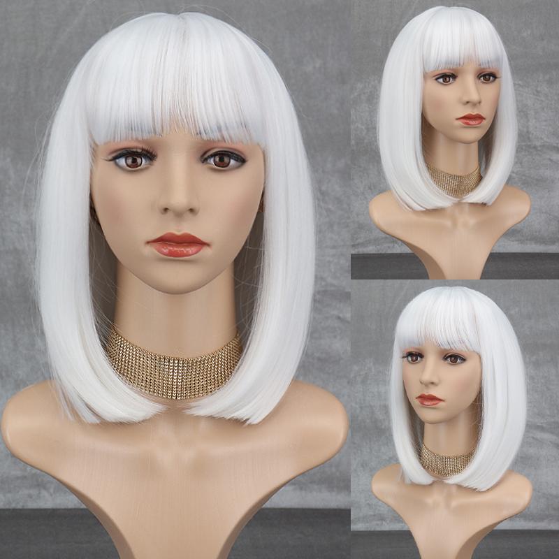 LISI HAIR Женский косплей розовый короткий боб прямой парик с челкой из синтетического волокна повседневная одежда косплей розовый парик длиной до плеч