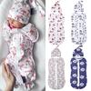 2Pcs Baby Sleeping Bags Soft Swaddle Muslin Blanket Printed Newborn Infant Sleeping Bags Zipper Wrap Swaddling Blanket with Hats