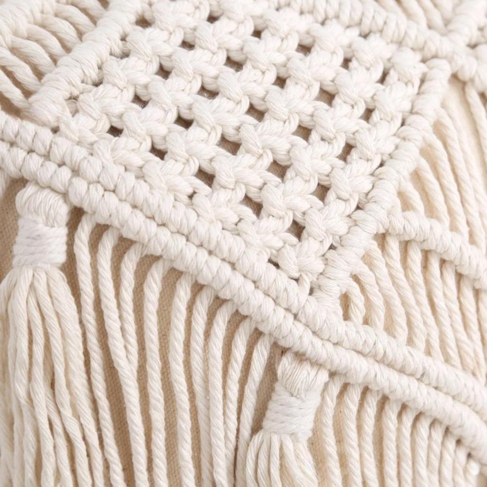 with Tassel Knitted Pillow Case Pastoral Pillowslip Bohemian Macrame Pillow Cover Bedroom