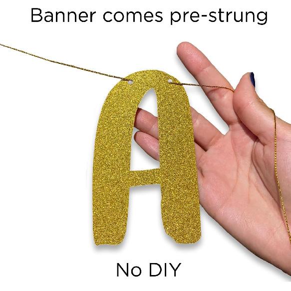 Goodbye Tension Hello Pension Gold Glitter Banner - Retirement Party Supplies, Gifts and Decorations