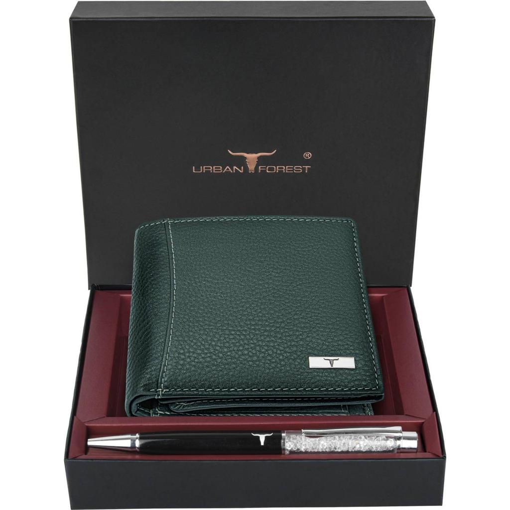 Мужской повседневный кошелек из натуральной кожи с RFID-меткой (6 слотов для карт) и ручка