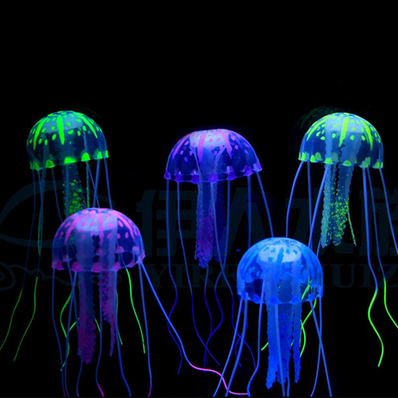 Creative simulation luminous mini jellyfish aquarium decorative fish tank underwater luminous landscape home decoration