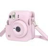 New Model Instax Mini 12 Case, Full Protection, Scratch Resistant, Portable, with Shoulder Strap, PU Leather (Pink)