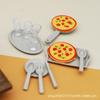 Simulation Cute Mini Playhouse Barbecue Table And Chairs Pizza Wine Glass Set Food Game Model Small Ornament Children'S Toy