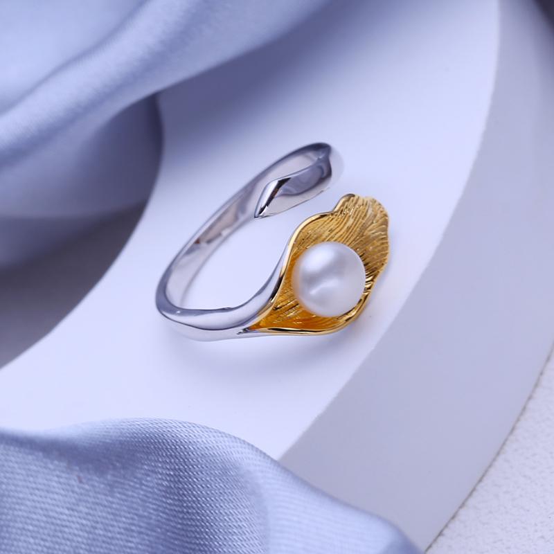 Кольца FEEYOO с натуральным пресноводным жемчугом для женщин и девочек, классическое регулируемое кольцо золотого цвета, вечерние украшения