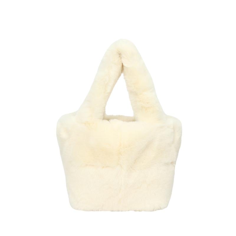 New Mao Mao Hand Bag Casual Solid Color Plush Girl Tote Bag Autumn and Winter Texture Handbag