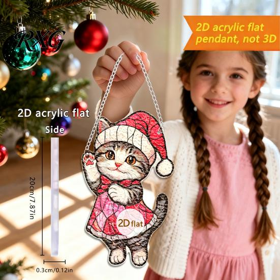 Atmosphere Decoration for Windows Colorful Acrylic Suncatcher, Stained Glass Style Christmas Hanging Ornaments, Santa Claus Decorations Snowman