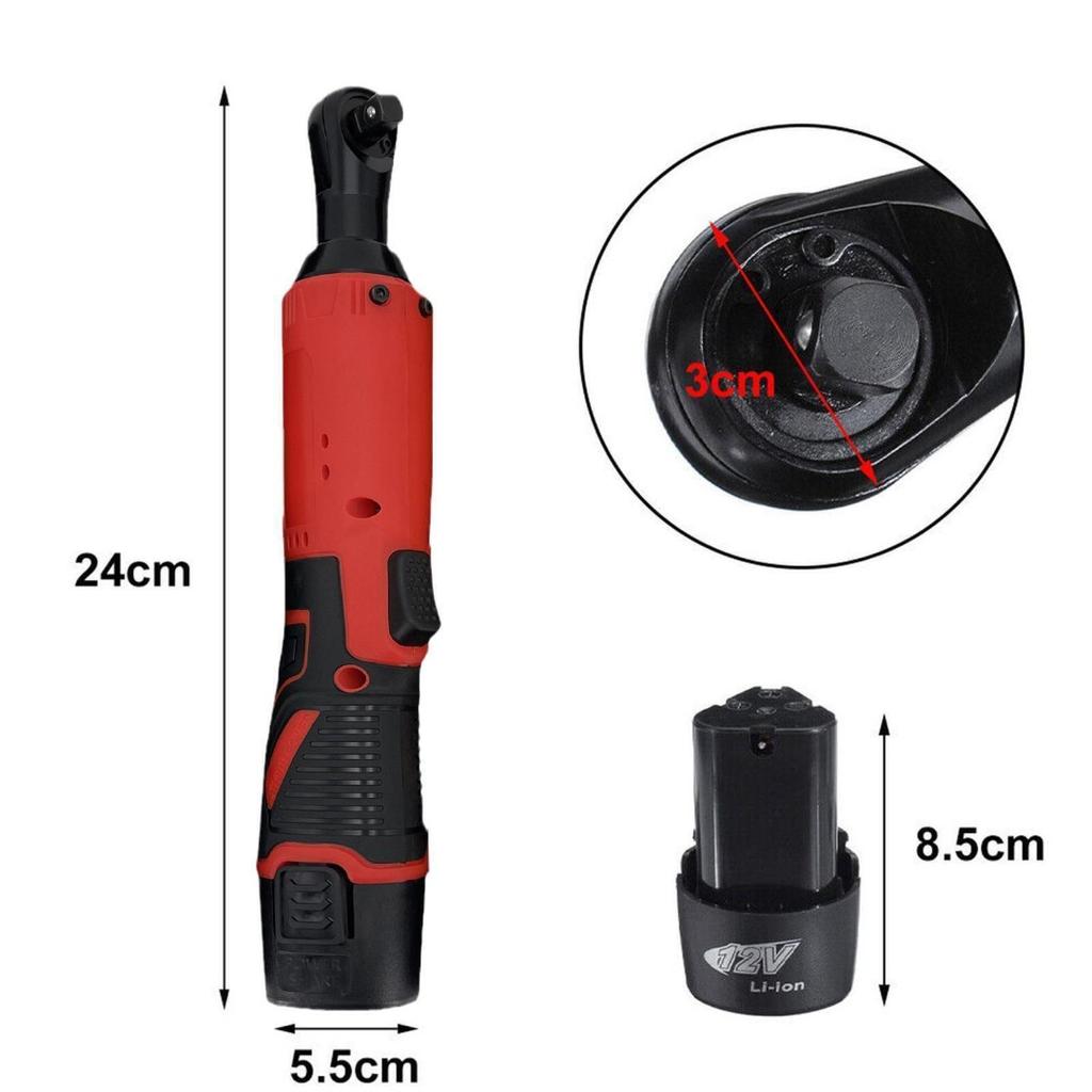 Электрический гаечный ключ, 12 В, отвертка, беспроводная электрическая головка с трещоткой, ударный гайковерт 3/8 дюйма, угловой аккумулятор, 65 Нм