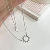 Cute Smiling Face Sun Necklace Double-layer Clavicle Chain Stacked Necklace Niche Design Sense