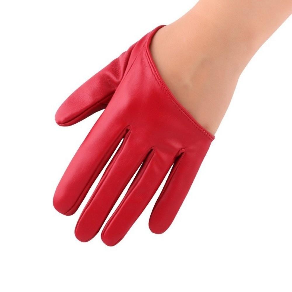 PU Leather Half-palm Gloves Fingerless Patent Leather Gloves Personality Five Finger Mittens  Women