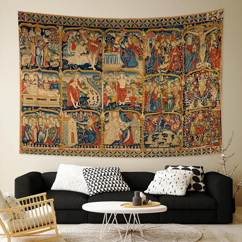 Lady And The Unicorn Tapestry Medieval Tapestry Wall Hanging Printed Home Decor Tapestries Background